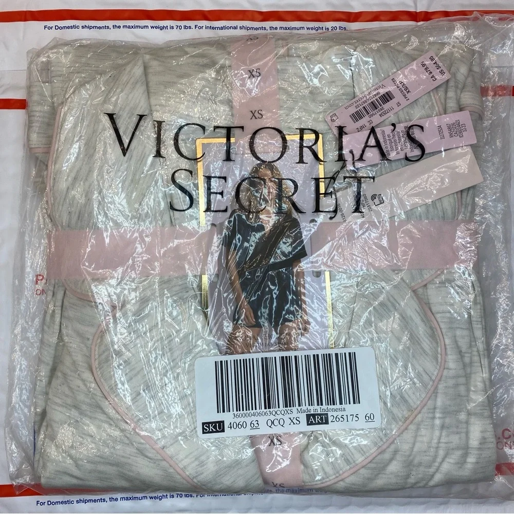 XL VS Modal Short Pajama Set Snow Heathered Pink Piping NWT
